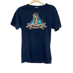 The Virgin Mary Women's Black Vibrant Graphic Short Sleeve T-Shirt- Size S